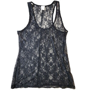 Express Black Lace See-Through Tank-Top Medium